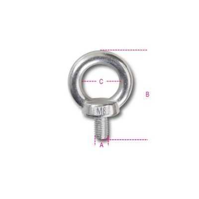Robur AISI 316 M12 male eyebolts