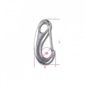 Robur Hook carabiners with safety in stainless steel AISI 316 70