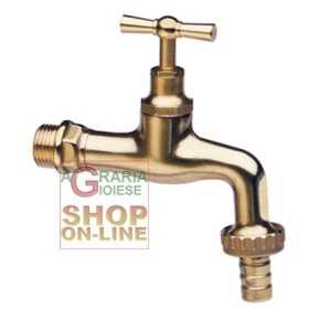 SHINY BRASS TAP WITH 1/2 INCH HOSE HOLDER