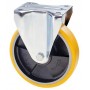 YELLOW POLYURETHANE WHEEL CAST IRON CORE FIXED PLATE CM. 125X25