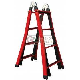 TELESCOPIC LADDER IN PAINTED STEEL 4 + 4 STEPS H. 390 mm.