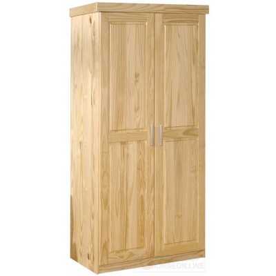 WARDROBE 2 DOORS WITH SHELVES IN SOLID PINE NATURAL COLOR cm.