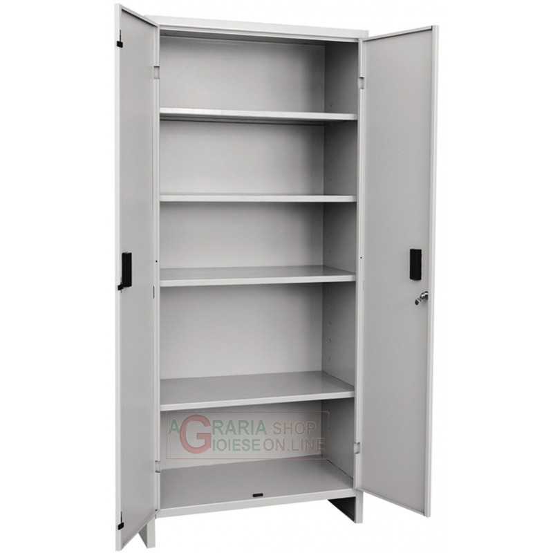 Beliani Armadio Metallo Grigio 2 Ante 3 Ripiani e Appendiabiti 76 x 50 x 171 cm