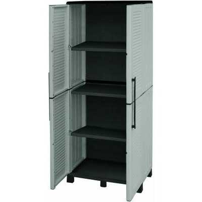 ARMADIO IN RESINA GRIGIO 2 PORTE 3 RIPIANI ALTO CM. 70X39X172 