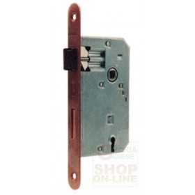 Patent brass-plated lock with square rounded plate mm. 8 center