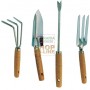 SET OF 4 GARDEN TOOLS WOOD HANDLES