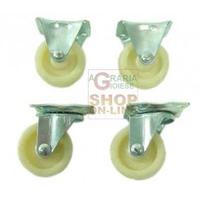 SET 4 RUOTE IN NYLON DIAM. 40 MM. 