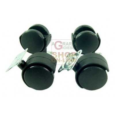 SET OF 4 PLASTIC WHEELS DIAM. 40 MM.