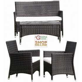 BLINKY RIVIERA GARDEN FURNITURE SET SIMIL RATTAN DARK BROWN