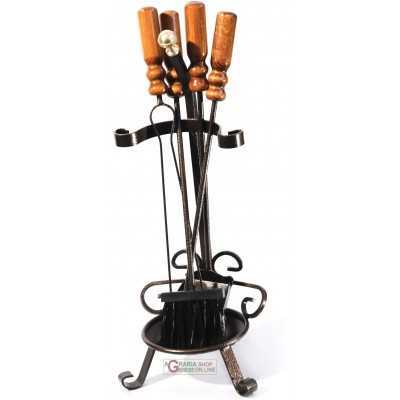 SET TOOLS FOR FIREPLACE IN ANTIQUE IRON ALSAZIA WITH CUP