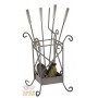 SET CAMINO IN FERRO BATTUTO GINEVRA 4 ATTREZZI CM. 55 ALTO 