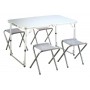SET CAMPEGGIO TAVOLO IN ALLUMINIO CON 4 SGABELLI CM. 98x61x60h. 