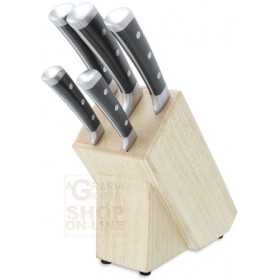 Wooden block set with 5 knives