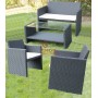 GARDEN LIVING ROOM SET MOD. CANNES SIMIL RATTAN DARK BROWN