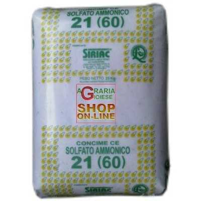 SOLFATO AMMONICO KG. 25 CONCIME A BASE DI AZOTO 21% 
