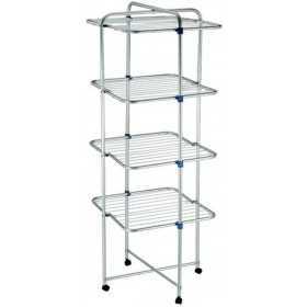 TOWER CLOTHING RACK WITH 4 ALUMINUM SHELVES AND WHEELS 25