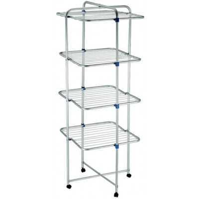 TOWER CLOTHING RACK WITH 4 ALUMINUM SHELVES AND WHEELS 25
