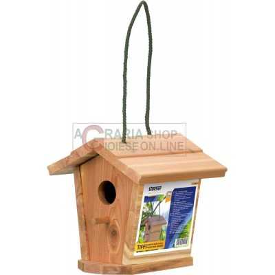 STOCKER CASETTA TIFFI PER UCCELLI IN LEGNO ROBUSTO CM. 17 x 17