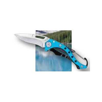 AUSONIA knife with left-handed carabiner in aluminum cm. 12