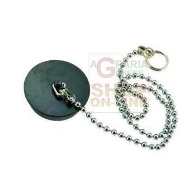 BLACK RUBBER CAP WITH CHAIN BRASS BEADS 90 DIAM. MM. 44