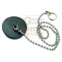 TAPPO IN GOMMA NERA CON CATENELLA PERLINE OTTONE 90 DIAM. MM.