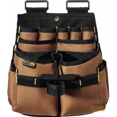 LARGE MULTI-POCKET TOOL POCKET IN BROWN OXFORD FABRIC