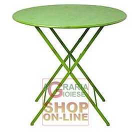 FOLDING ROUND TABLE GREEN COLOR DIAM. 70 HIGH 71 CM.