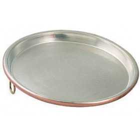 ROUND TINED COPPER TRAY WITH EDGE CM. 3 DIAMETER CM.42