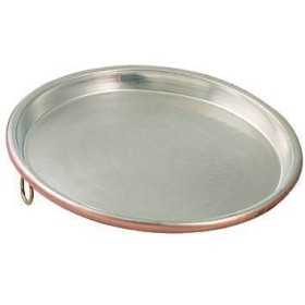 ROUND TINED COPPER TRAY WITH EDGE CM. 3 DIAMETER CM.45