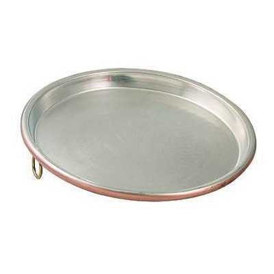 ROUND TINED COPPER TRAY WITH EDGE CM. 3 DIAMETER CM.50
