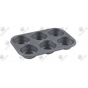 Tray for 6 muffins in black die-cast aluminum cm. 32x22x4