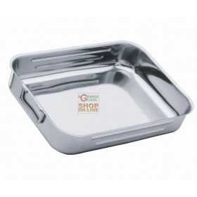 RECTANGULAR TRAY WITH RIVETED STAINLESS STEEL HANDLES CM.