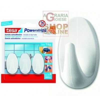TESA ADHESIVE HOOKS POWERSTRIPS OVAL SMALL WHITE PCS 3