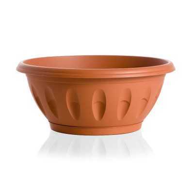 VASE PLASTIC BOWL ALBA TERRACOTTA WITH SAUCER CM. 20