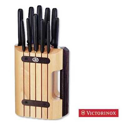 VICTORINOX CEPPO CON 11 PEZZI COLTELLI CUCINA MANICO NERO 