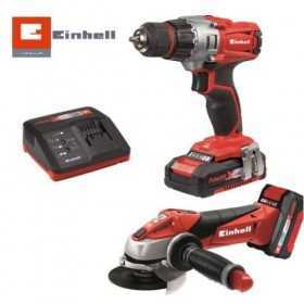 Einhell Drill and Grinder Set with 2 batteries 18V 1.5 Ah and