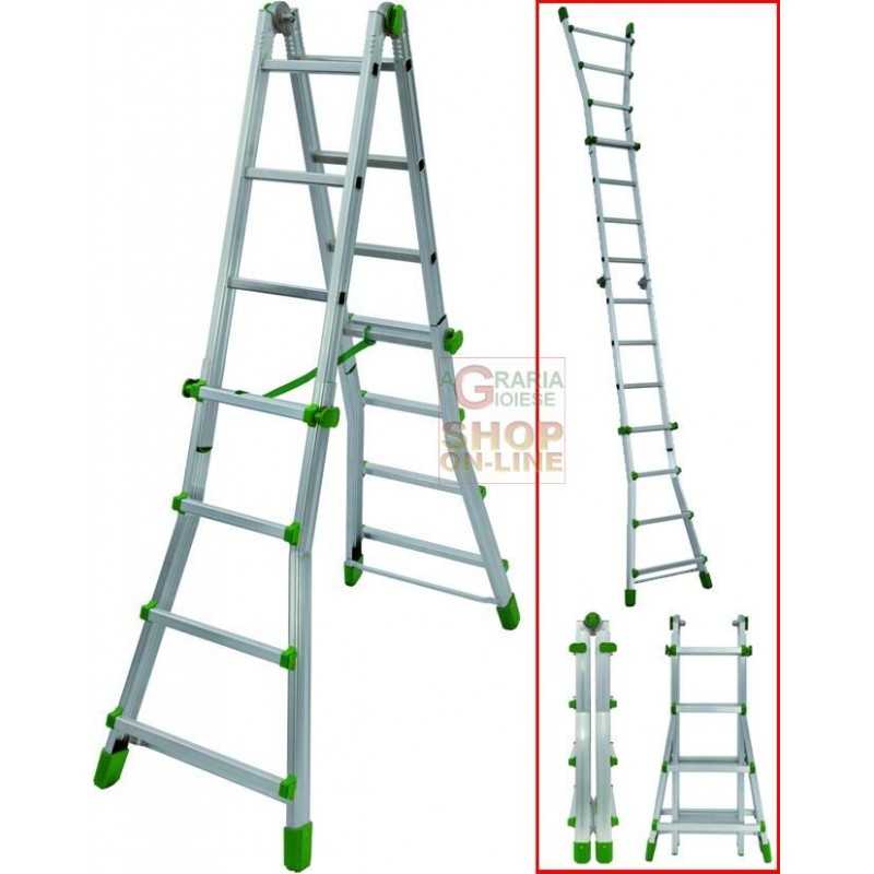 Scala Domestica In Alluminio FACAL E7/N - 7 Gradini Antiscivolo, Altezza Max 2,10 M, Leggera E Solida