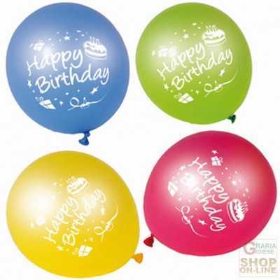 FACKELMANN 8 BALLOONS HAPPY BIRTHDAY ASSORTED COLORS ART. 50133