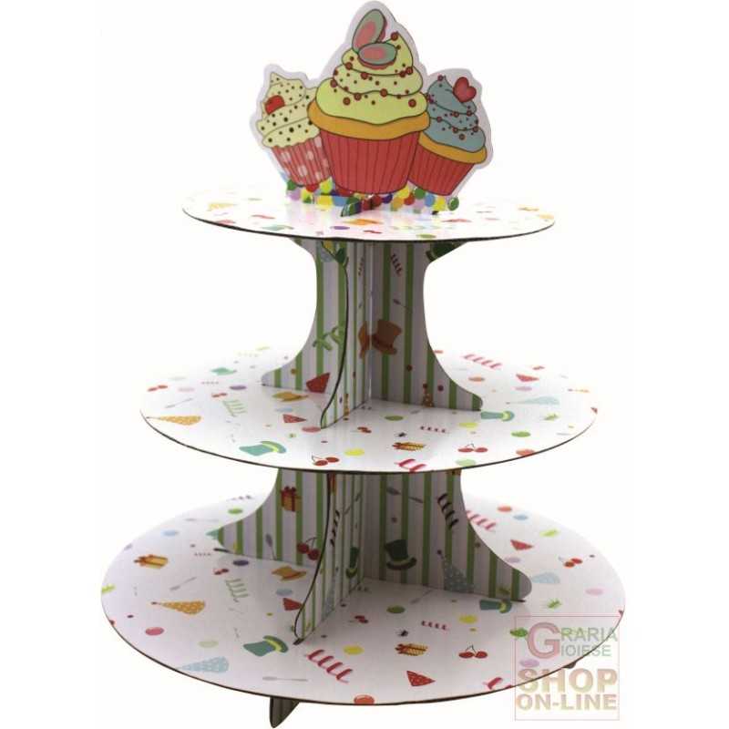 Multicolore NC Fackelmann Alzata da Un Livello in Cartone per Cupcake 