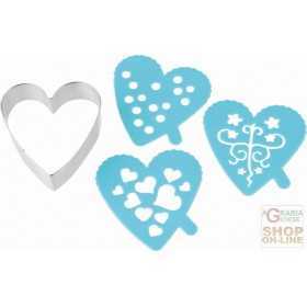 FACKELMANN HEART SHAPED COOKIE CUTTER WITH 3 STENCILS TO