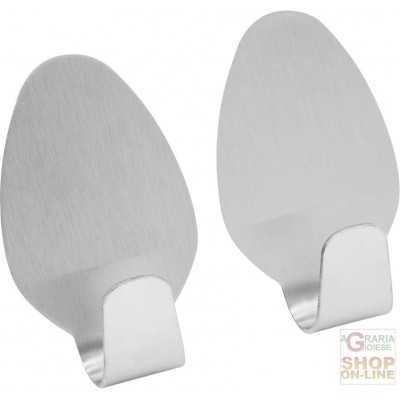 FACKELMANN OVAL ADHESIVE HOOKS IN SATIN STAINLESS STEEL, PCS. 2