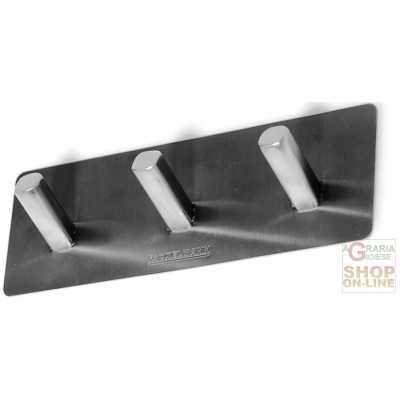 FACKELMANN TRIPLE ADHESIVE HOOK IN SATIN STAINLESS STEEL