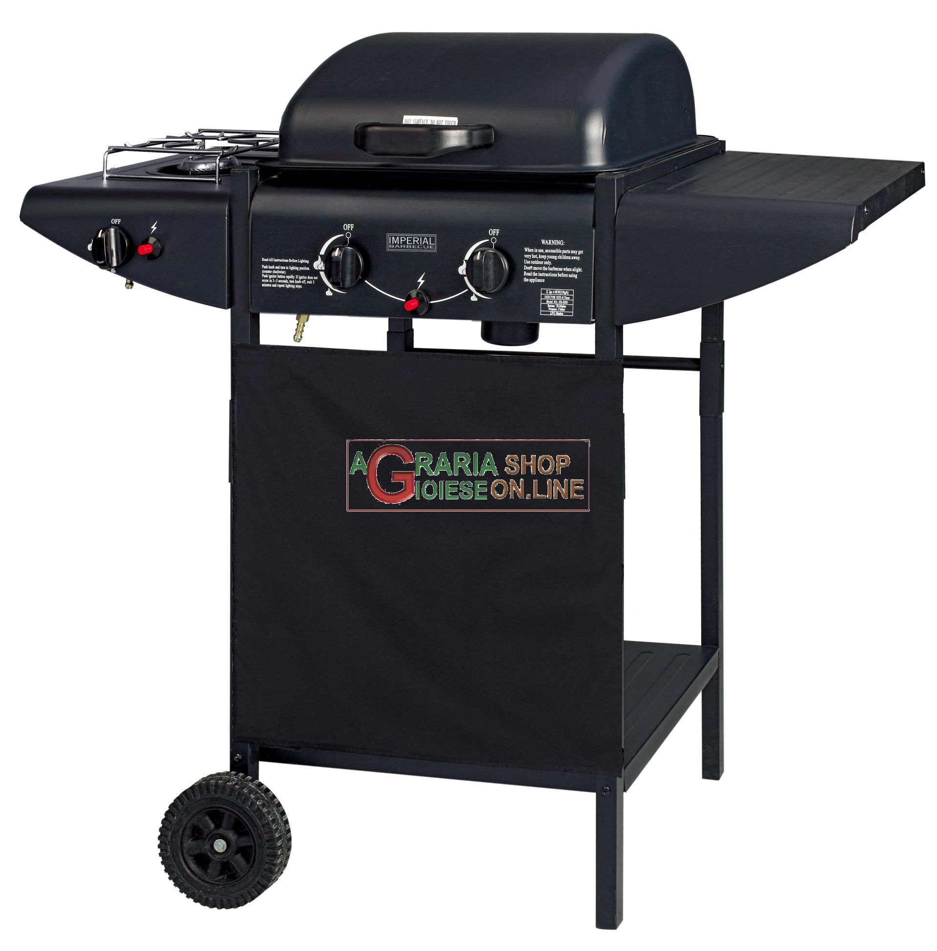 gas bbq with volcanic rock