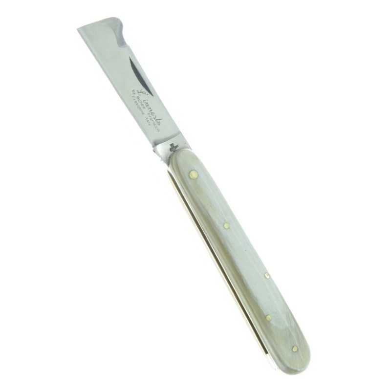 AUSONIA Coltello Da Innesto Lama In Carbonio – Manico Finto Corno – 15 Cm – Made In Italy