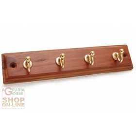 ADHESIVE HOOK HOLZ WALNUT / GOLD 4 Places CM.23,5X5