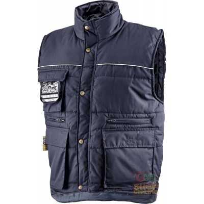 PADDED MULTI-POCKET POLYESTER COTTON VEST WITH BLUE BADGE