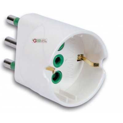 SCHUKO ADAPTER ART. 82.600 10A WITH MADE IN ITALY EARTH
