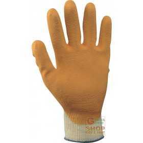 GLOVES COTTON POLYESTER PALM COVERED IN RUBBER ORANGE COLOR