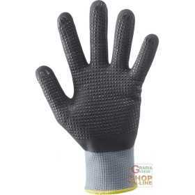 NYLON GLOVES TOTALLY COVERED IN FOAMED NITRILE DOTTED PALM