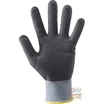 NYLON GLOVES TOTALLY COVERED IN FOAMED NITRILE DOTTED PALM